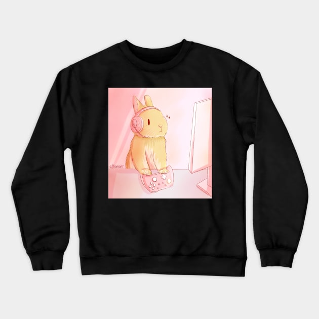 Gamer Bunny Girl Crewneck Sweatshirt by ellenent